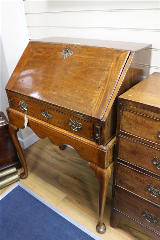 A mahogany bureau, W.79cm